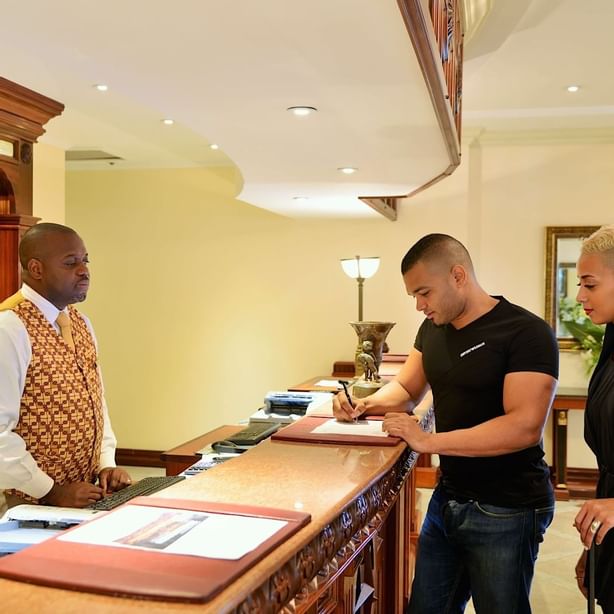Guests Checking in at the reception at Polana Serena Hotel
