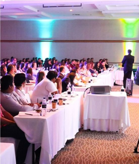 Man hosting a Meeting in a Meeting Room at Hotel Coral y Marina