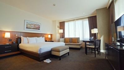 a large bed in a hotel room