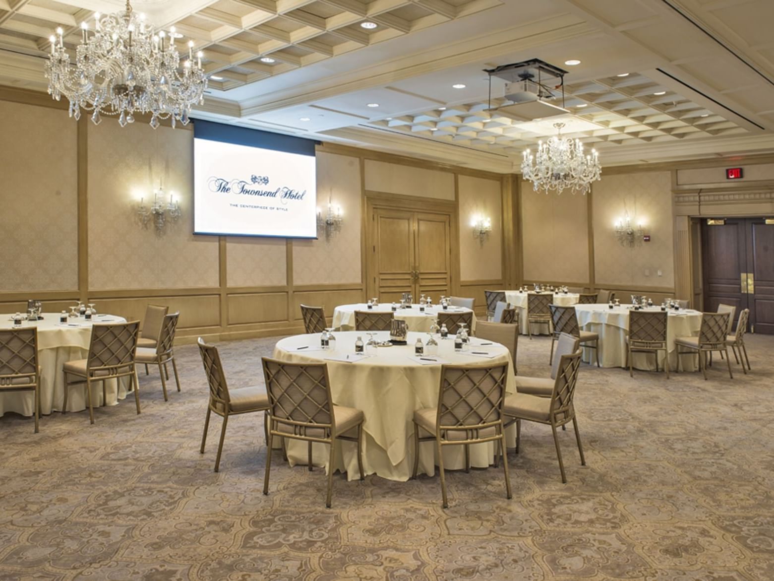 multiple tables in a spacious ballroom