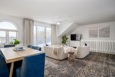 Guest room living area at Ogunquit River Inn