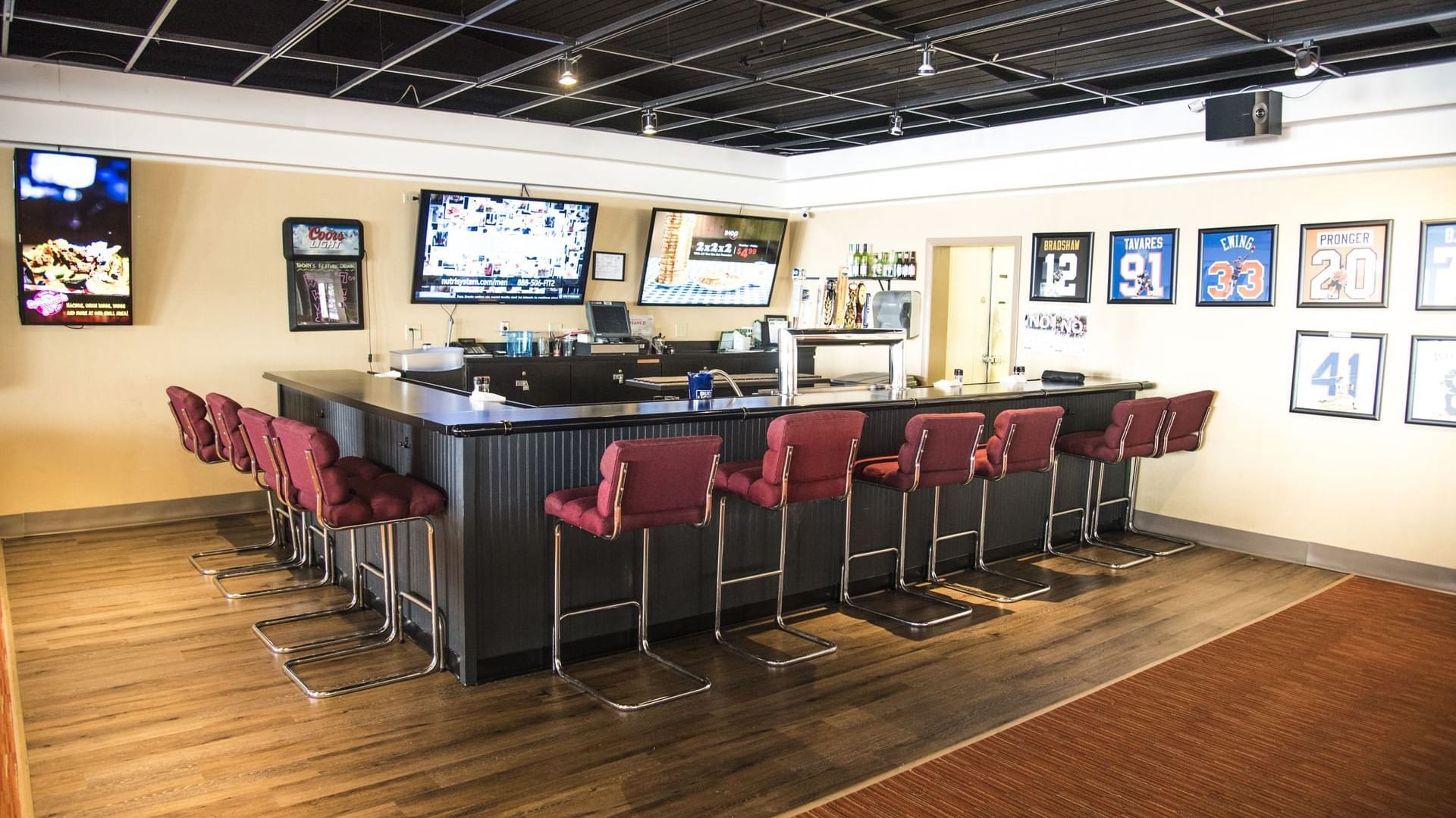 Chairs arranged in Spooner's Sports Bar & Grill at Cove Pocono