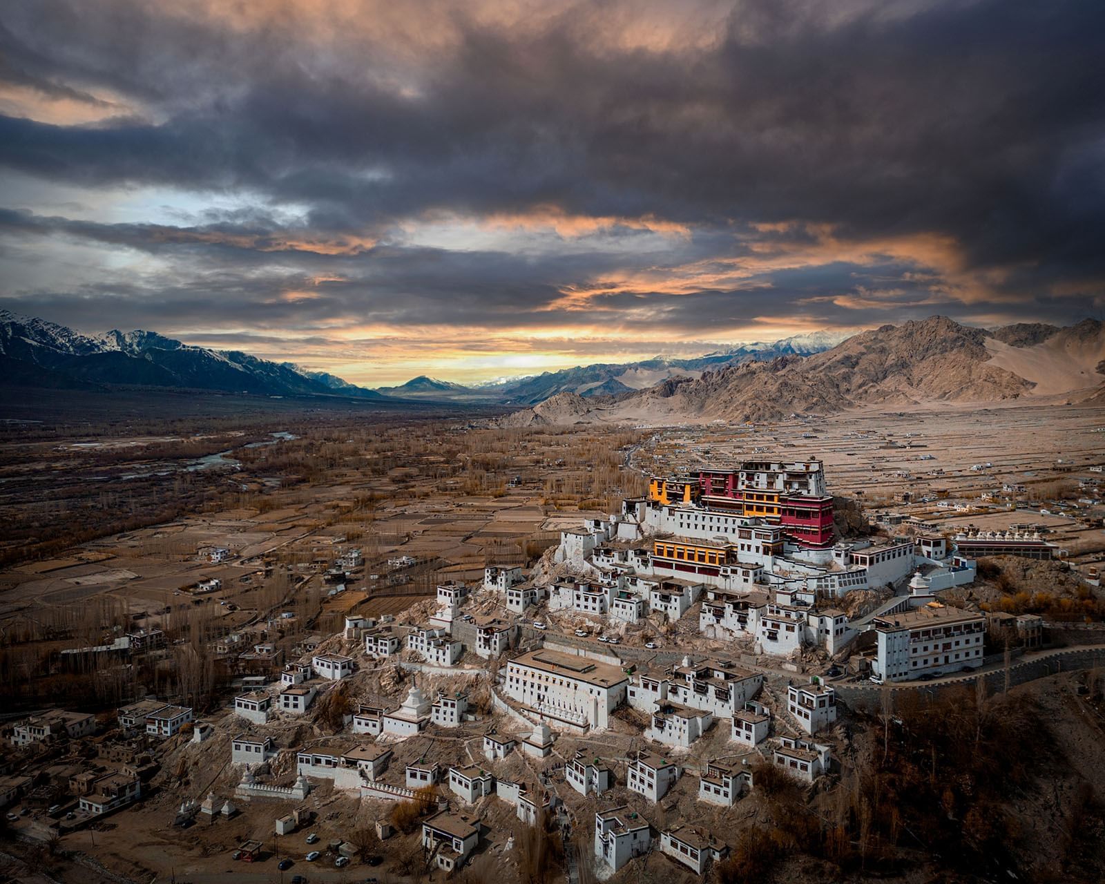 Aerial view of Thiksey Monastery near The Indus Valley Leh, Ladakh tourism places to visit
