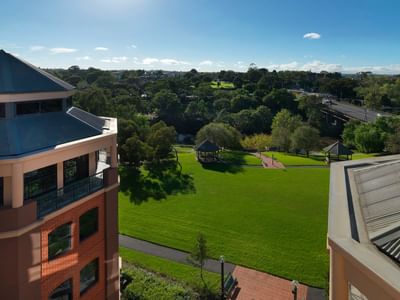 Aerial view of hotel garden at Amora Hotel Melbourne