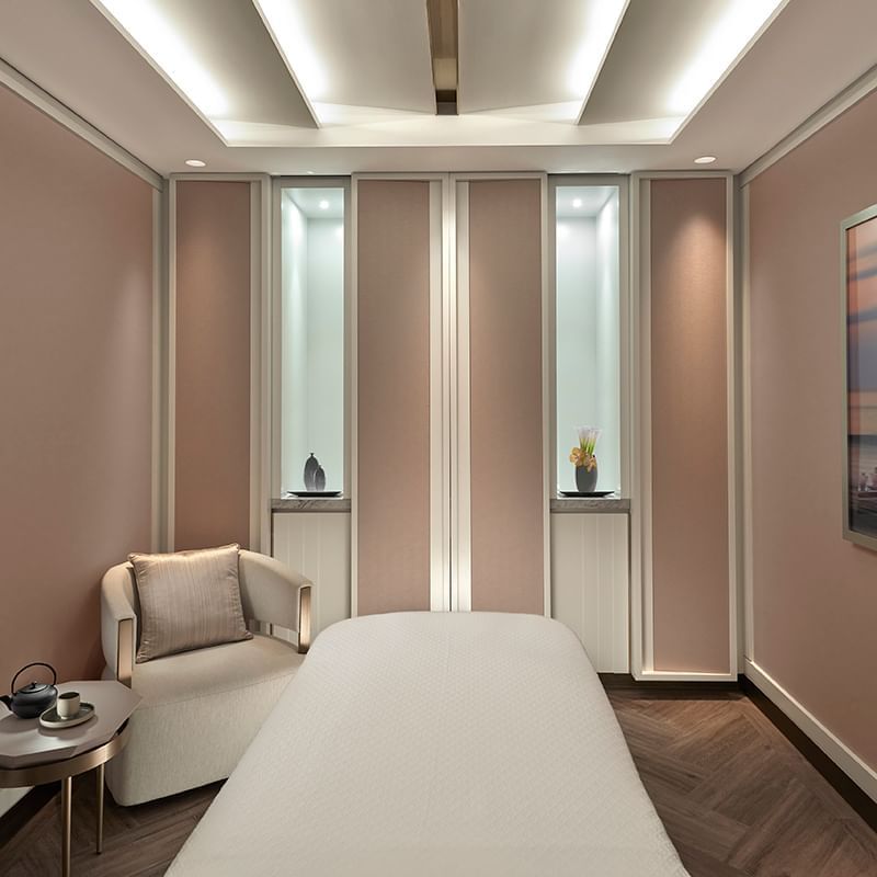 Crown Spa with modern furniture and soft lighting at Crown Towers Sydney