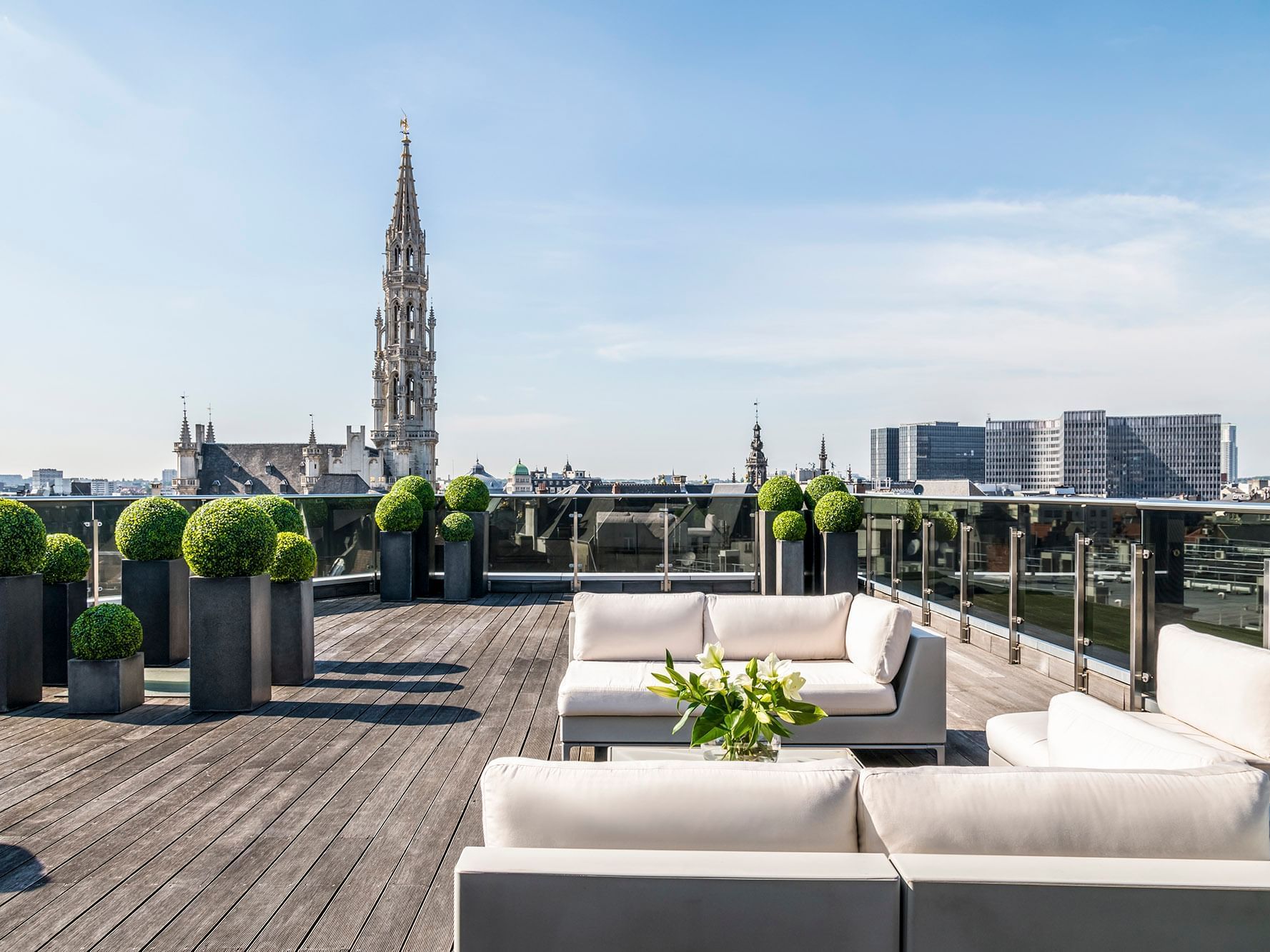 Suite Grand Place Terrace Lounge Area at Brussels Warwick Hotels