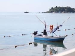 A boat at Kung Krabaen Bay near  Chatrium Golf Resort