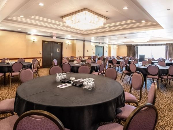 Round tables set up for event