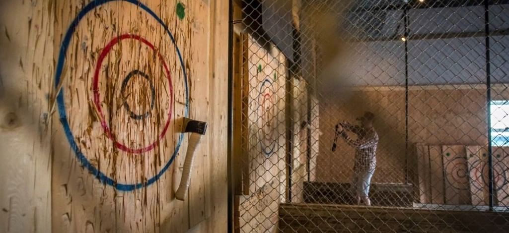 Axe hits target at Forged Axe Throwing