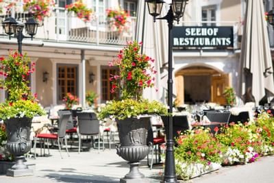 view of the Restaurant Chesa Davos at Precise Seehof Hotel Davos
