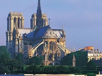Landscape view of Notre Dame Cathedral near Hilton Paris Opera