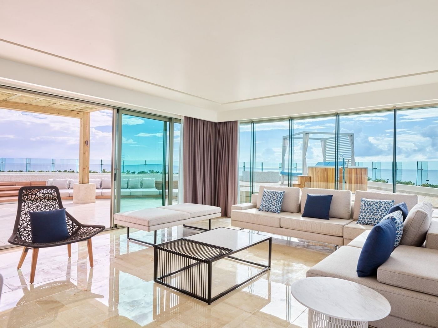 Living area in Presidential Suite at Live Aqua Resort Cancun