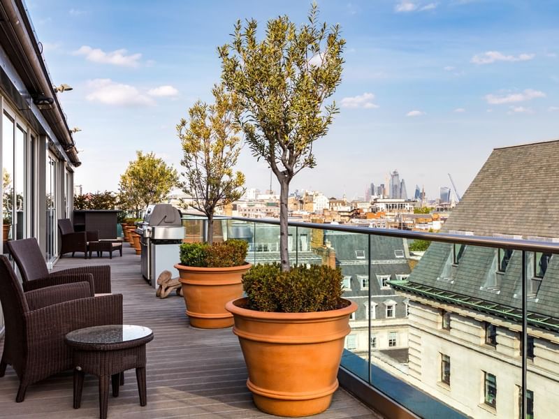 A balcony with city view at The May Fair Hotel London