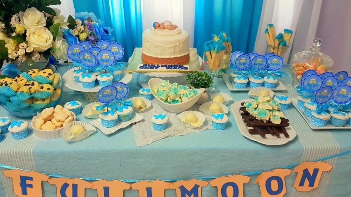 Baby gender reveal event refreshment table arrangement at Sunway Hotel Hanoi