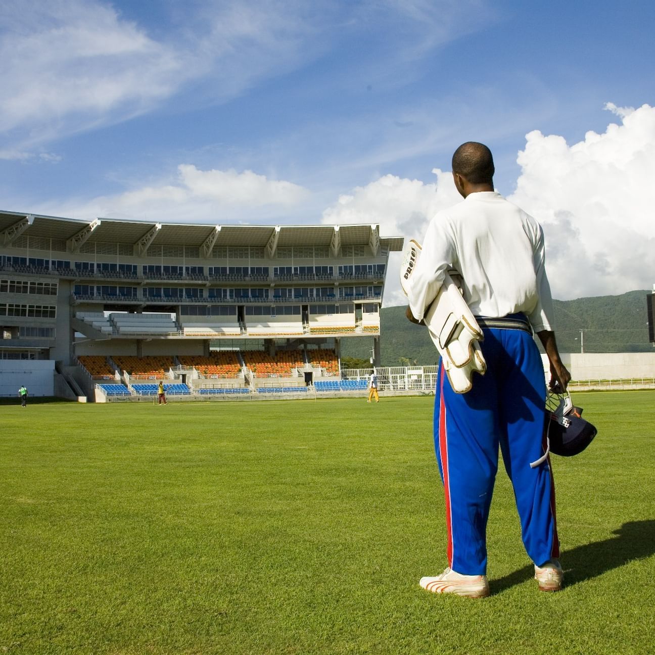 Caribbean Premier League player in the stadium field near Jamaica Pegasus Hotel