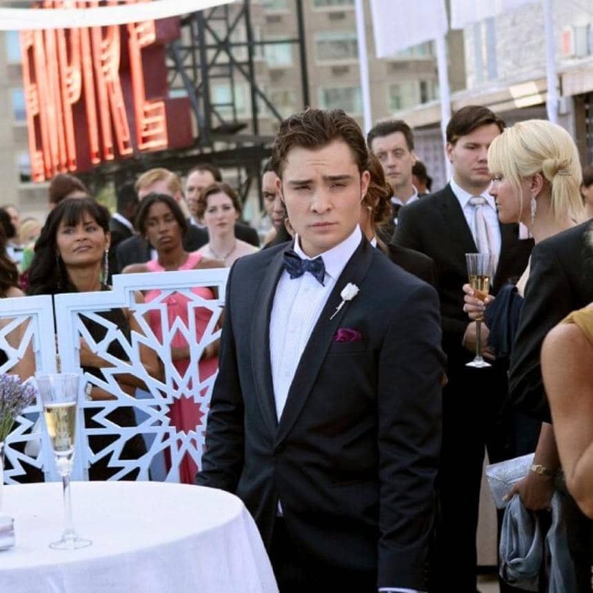 chuck bass on the empire hotel rooftop