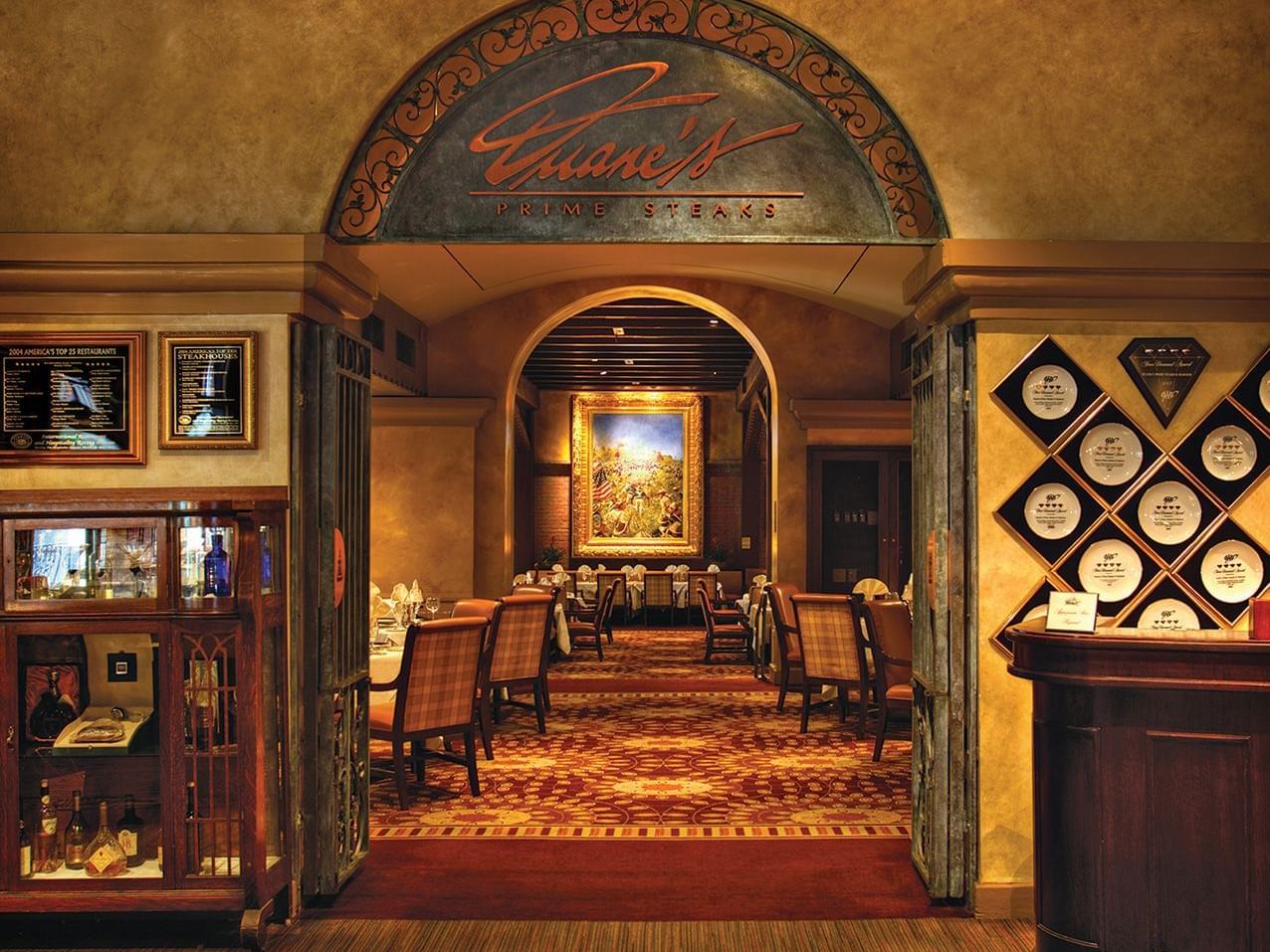 entry to restaurant with dining tables