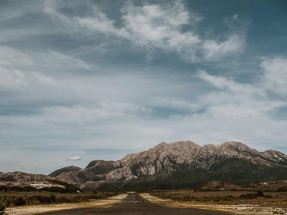 Mountains in Tasmania’s wild west coast near Strahan Village