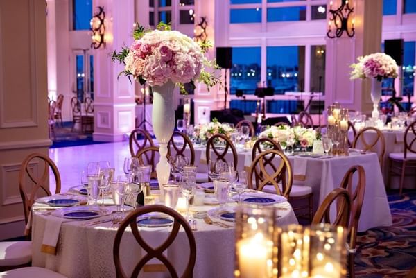 Table set for wedding reception