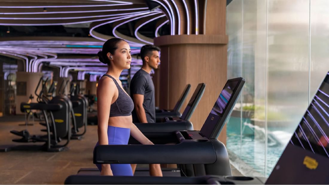 A couple working out in the Health Club at Sunway Resort