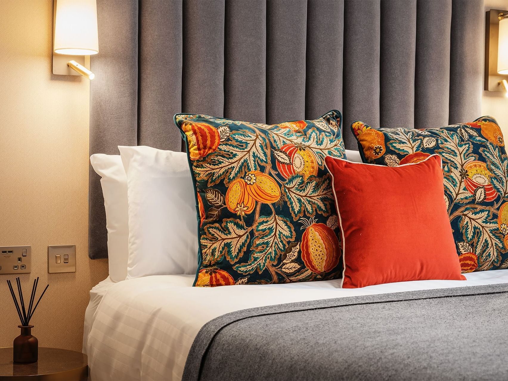 Pillows arranged on a Bed in The Cabin Room at The Selwyn