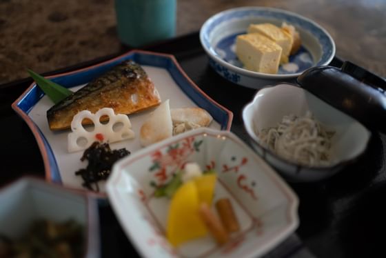 Close-up of Mackerel sushi food served at The Okura Prestige