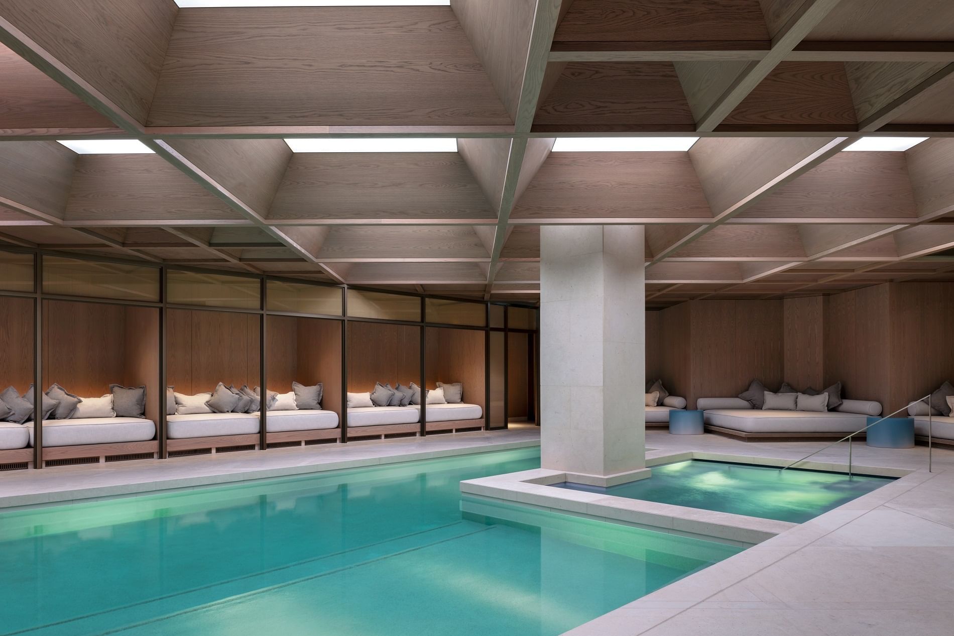 Concept design of the Indoor pool area at The Londoner Hotel
