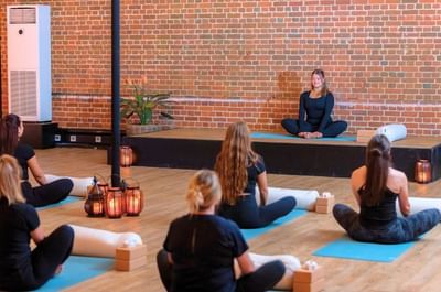 Yoga class inside The Canopy at East Park Gym in Bracknell