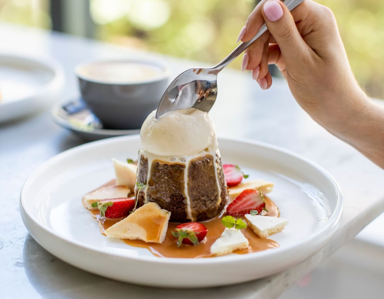 Close up of dessert served at Novotel Melbourne on Collin