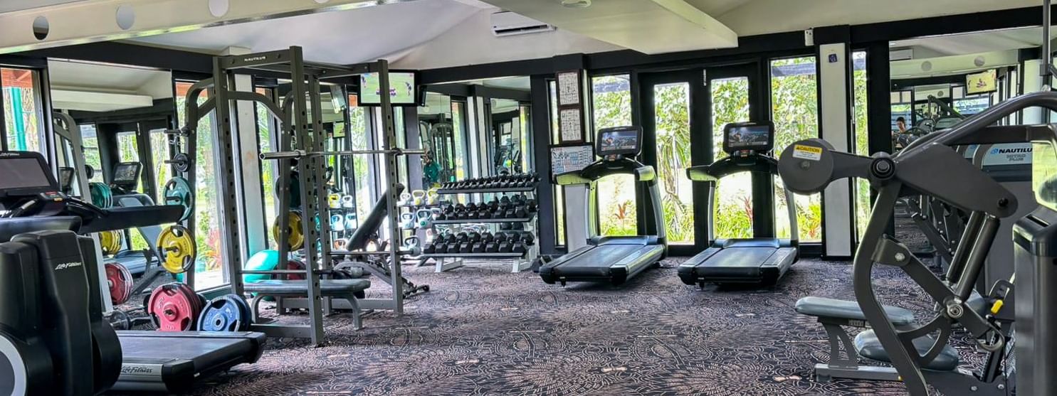 Spacious gym with various equipment at Warwick Fiji Resort and Spa in Korolevu