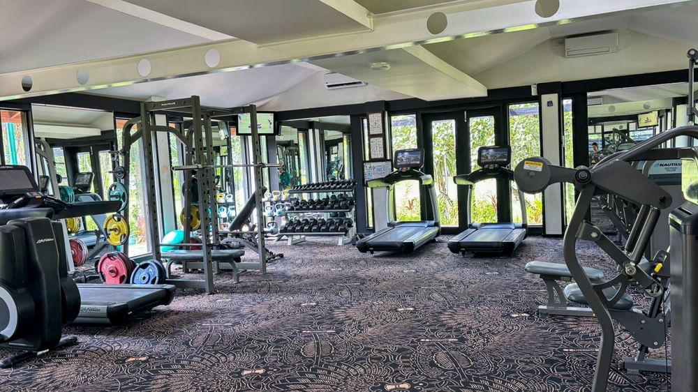 Spacious gym with various equipment at Warwick Fiji Resort and Spa in Korolevu.