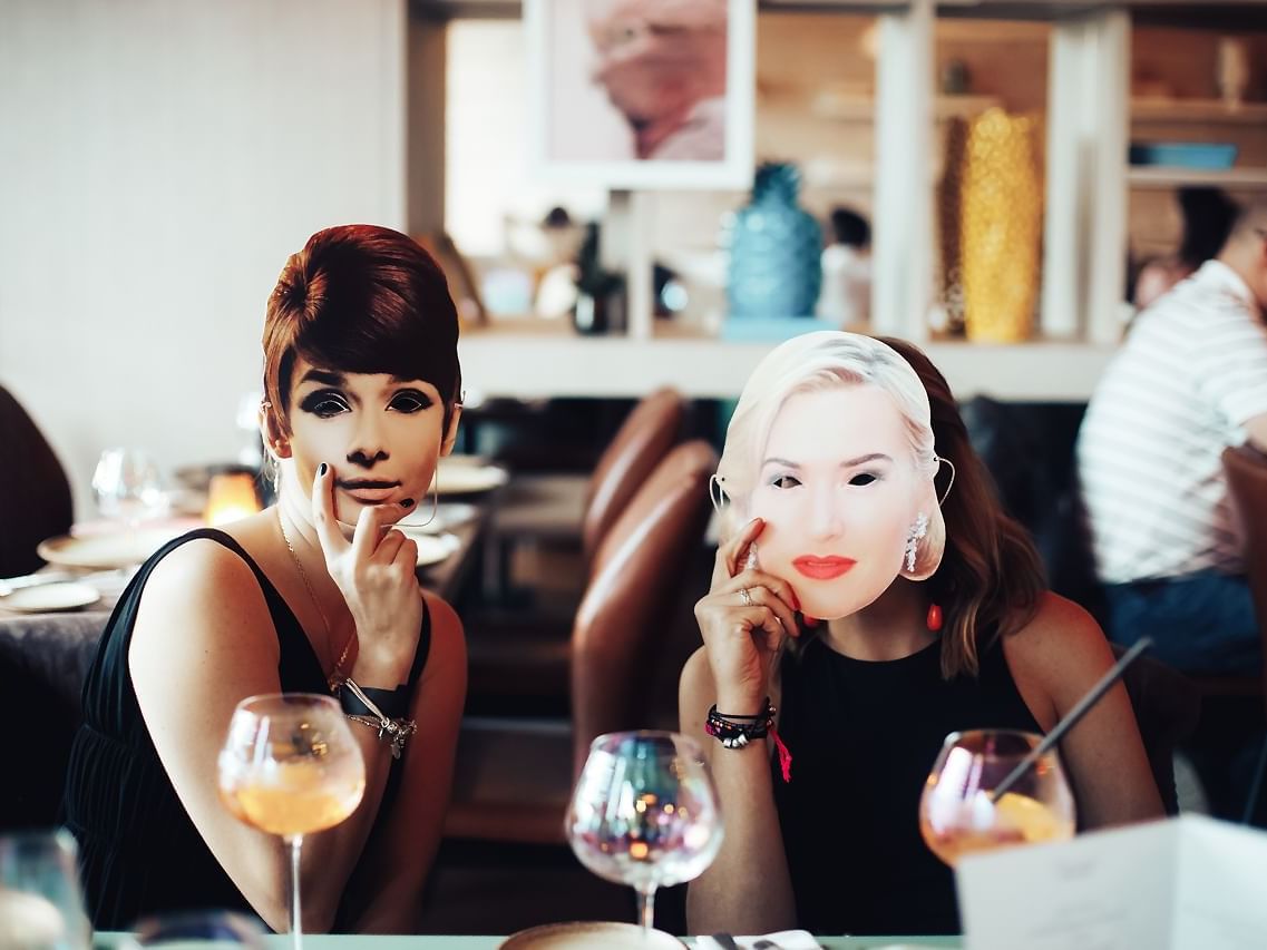 Ladies posing in Cine Manic Brunch at Paramount Hotel Dubai