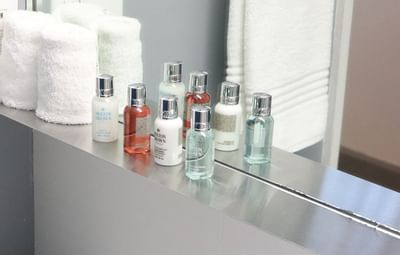 Close-up of Molton brown hotel toiletries at South Beach Hotel