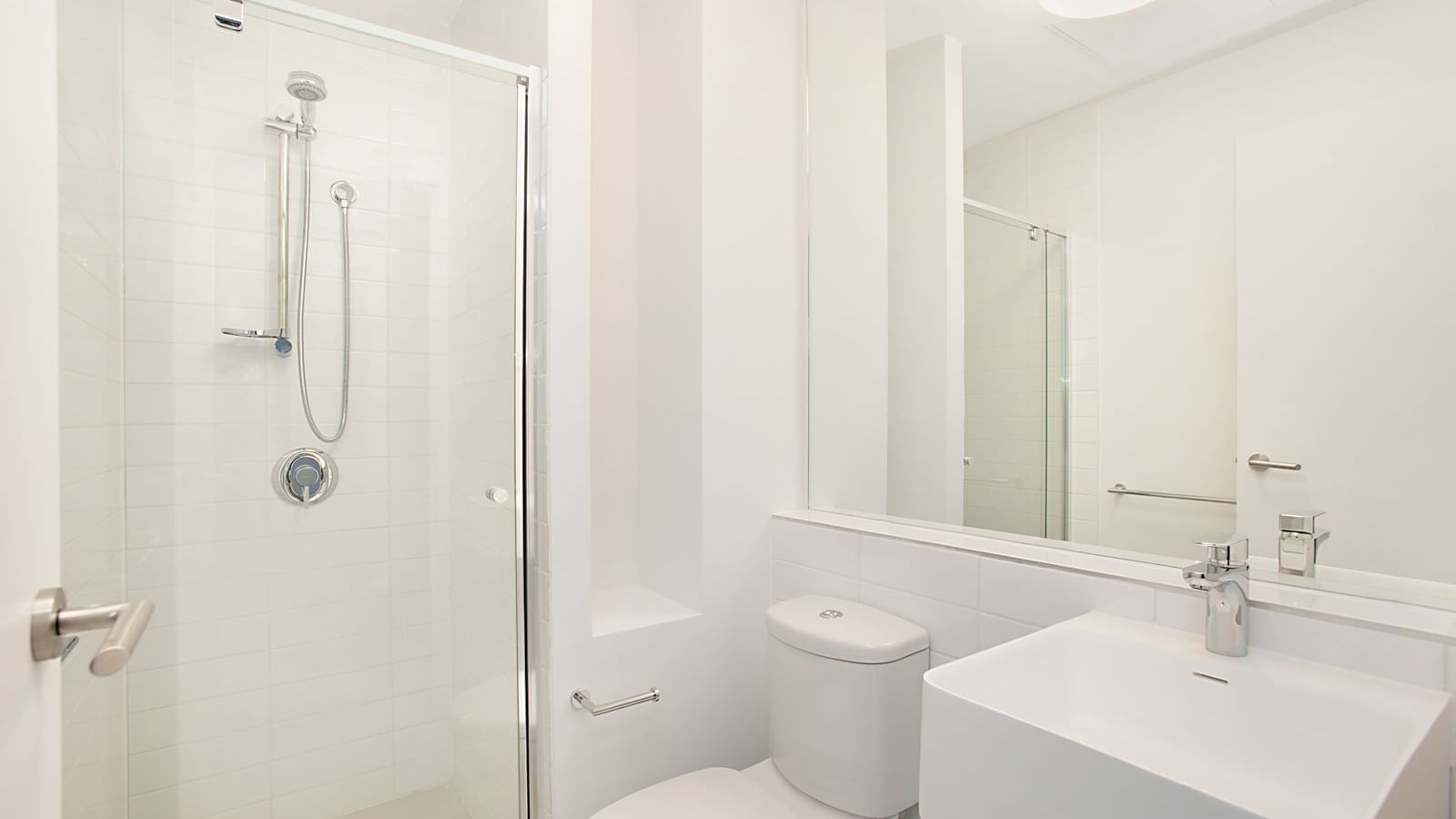 Self-contained studio single bathroom
