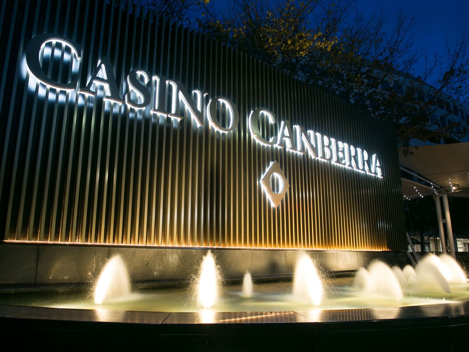 Signboard of Casino Canberra & Fountain near Nesuto Canberra