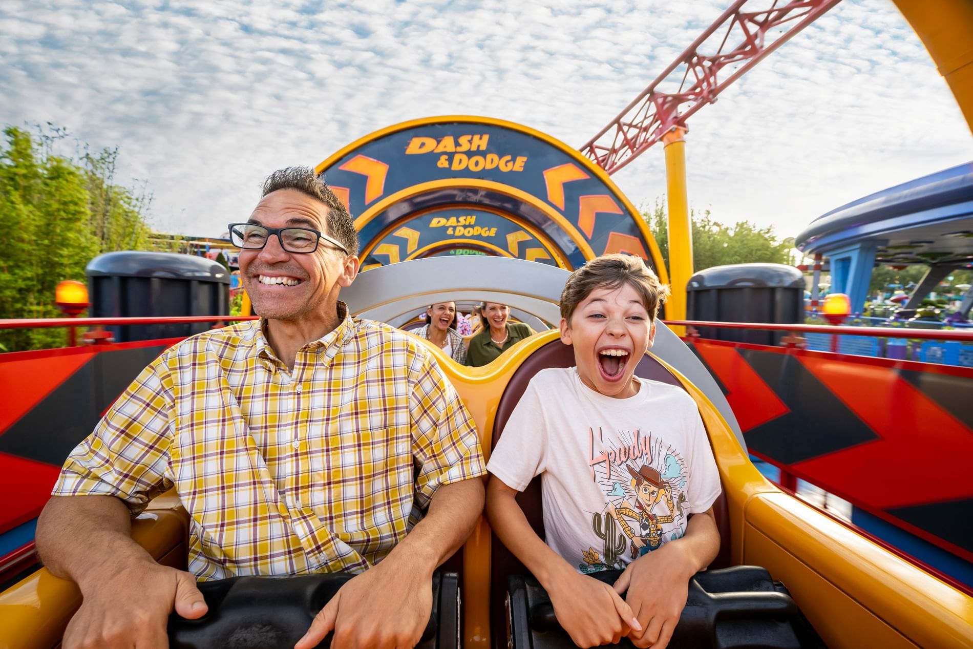 Riders enjoying dash & dodge ride in Disney's Hollywood Studios near Lake Buena Vista Resort Village & Spa