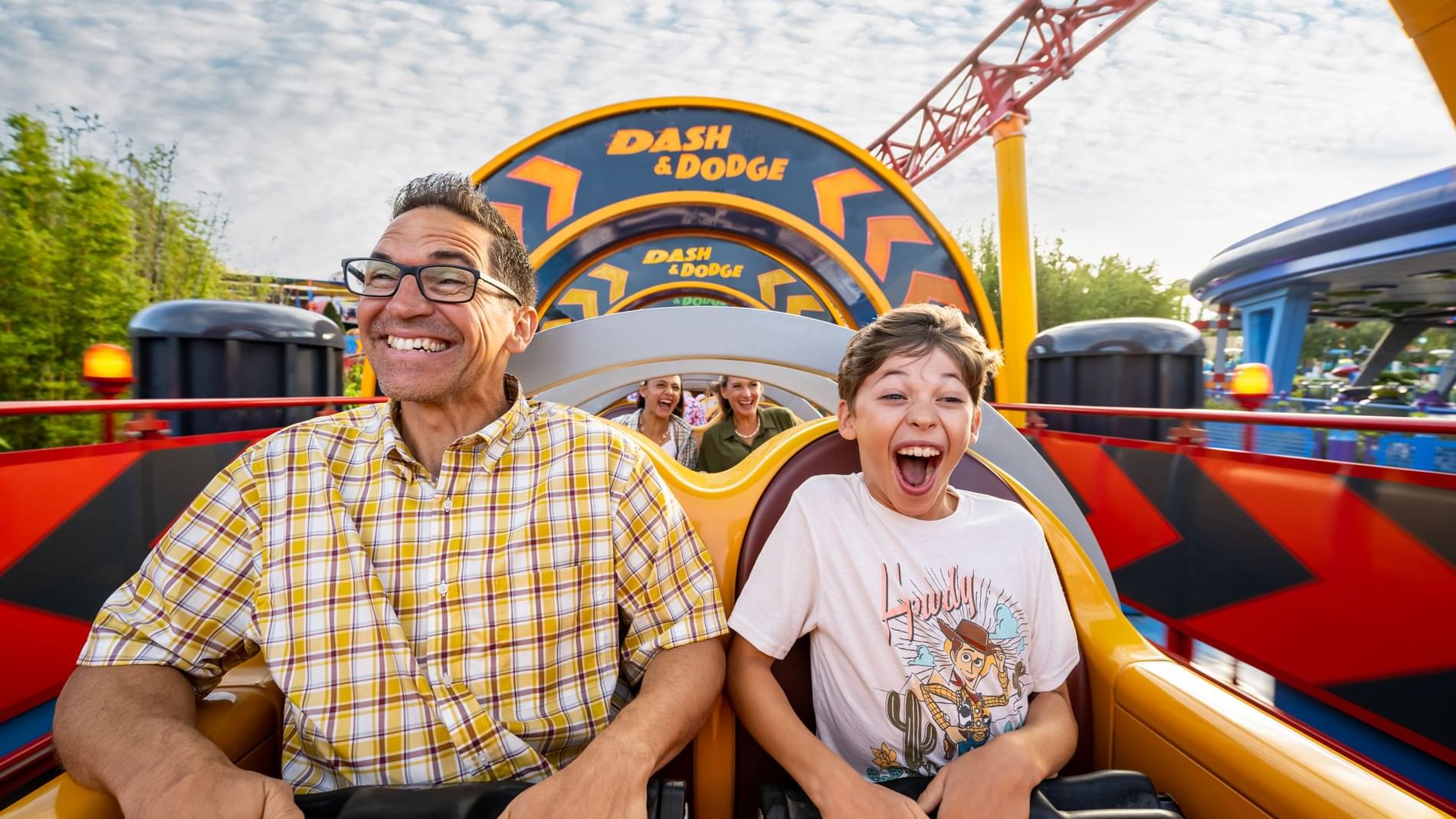 Riders enjoying dash & dodge ride in Disney's Hollywood Studios near Lake Buena Vista Resort Village & Spa