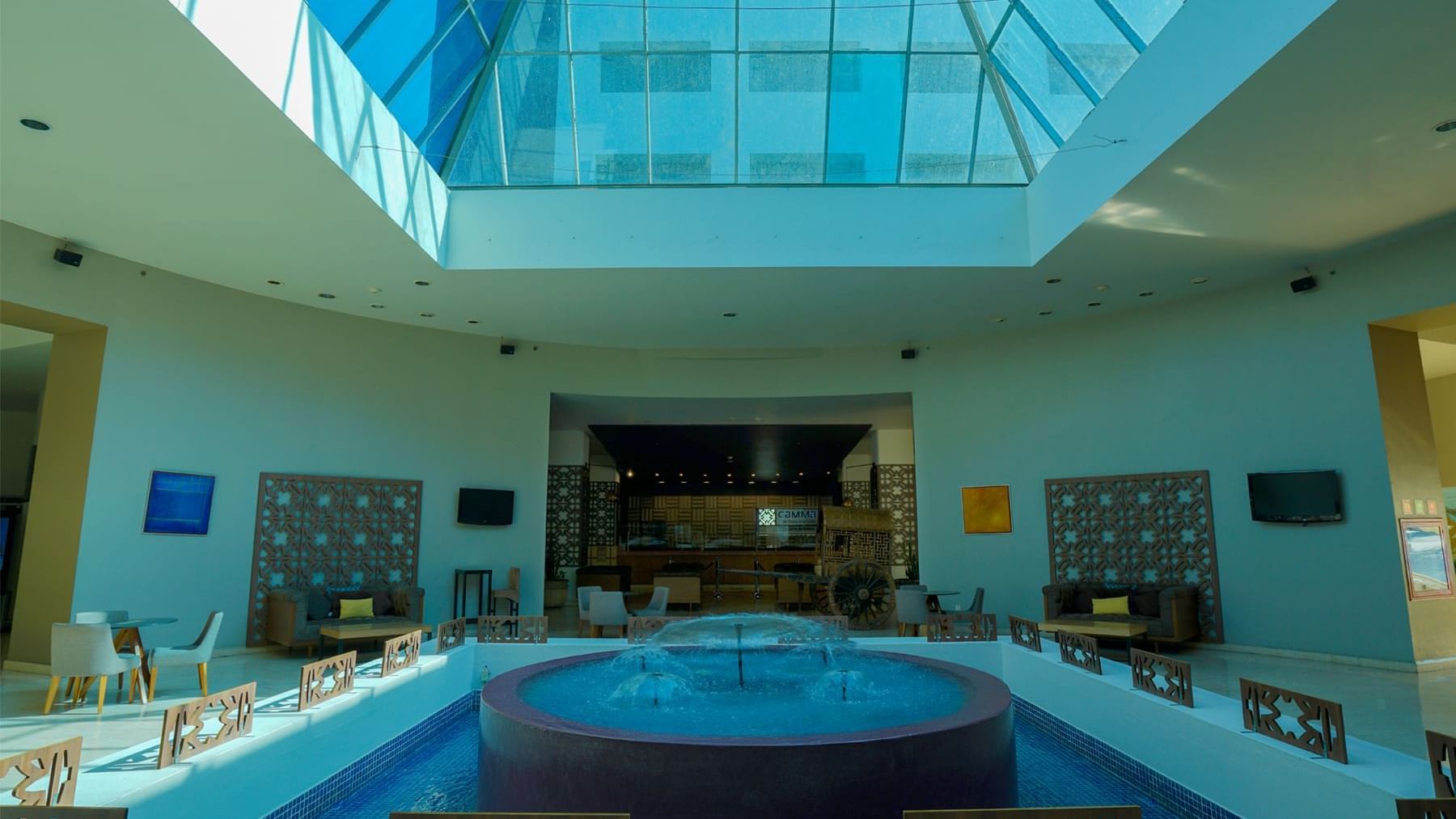 Fountain in lobby at Gamma Xalapa Nubara of Gamma Hotels