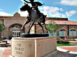 Masked Rider statue at Texas University near MCM Hotel Lubbock