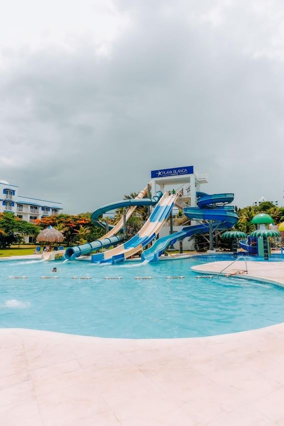 Slides by the outdoor pool area at Playa Blanca Beach Resort