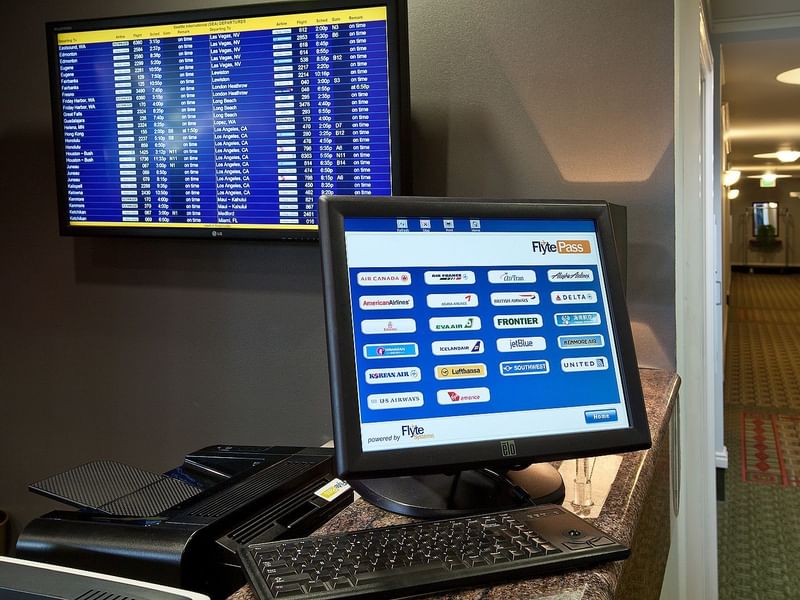 Computer screen for airplane schedule