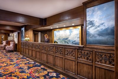 Interior of the reception at Stein Eriksen Lodge