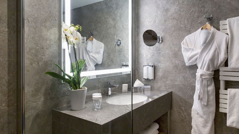 Vanity of the Privilege Suite at Warwick Reine Astrid - Lyon