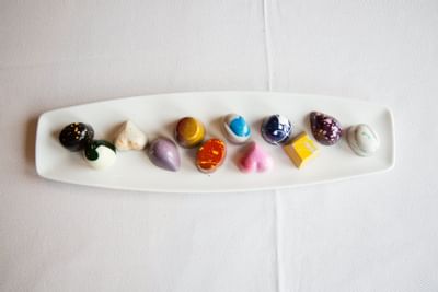 A plate filled with assorted chocolates at Stein Eriksen Lodge