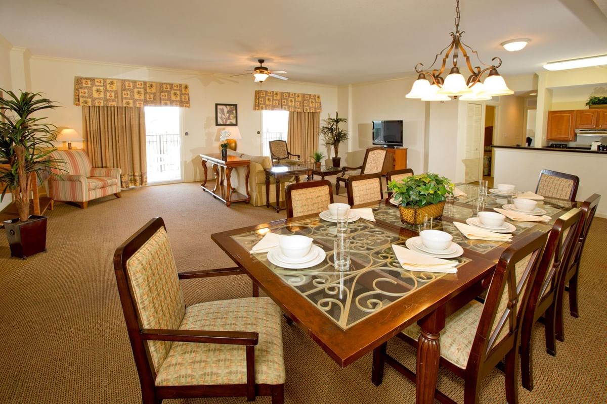 Interior of dining room in 4 Bedroom 4 Bath Standard Suite at Lake Buena Vista Resort Village & Spa