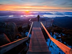 Person enjoying the view on top of Mt wellington / kunanyi near Hotel Grand Chancellor Hobart