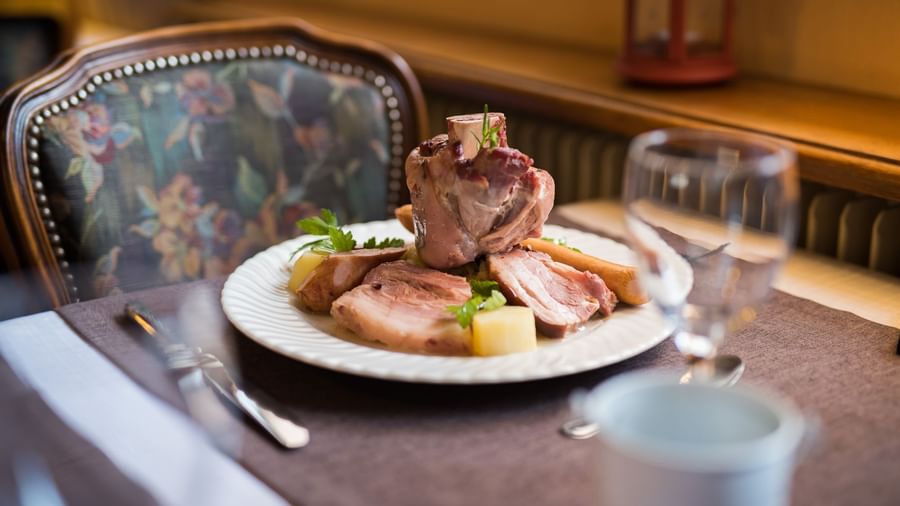 Closeup of a meal served at Hotel Kastelberg