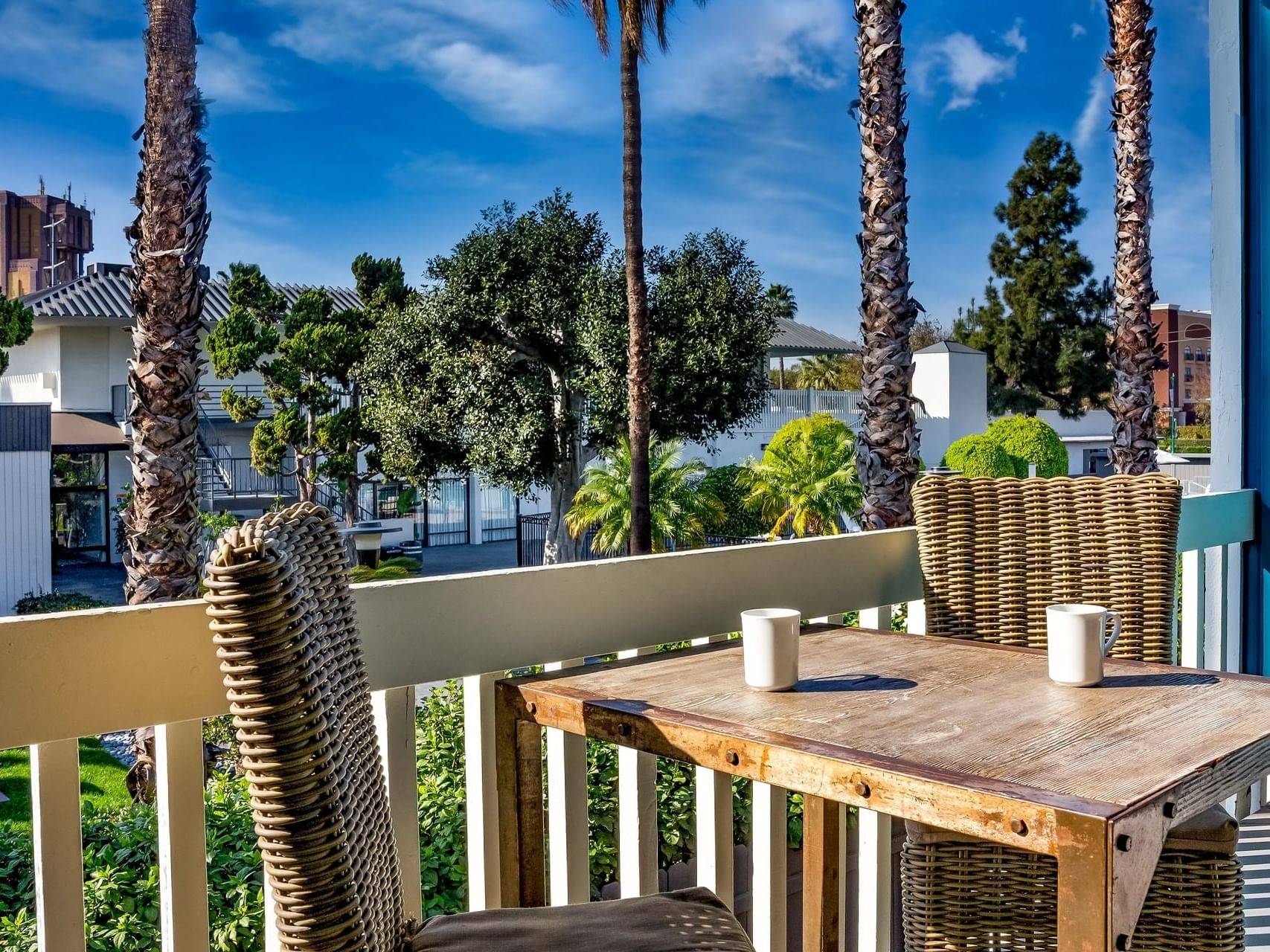 Partial Park View Two Queen Room balcony at Anaheim Hotel