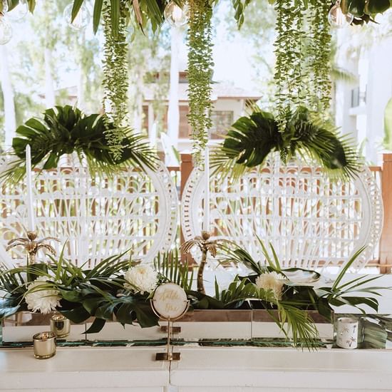 Decorations for wedding at Pullman Palm Cove Sea Temple Resort