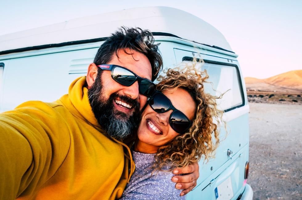 couple taking a selfies on holiday